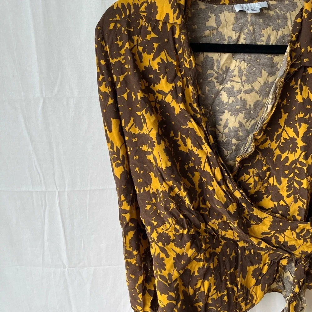 Top Shop Floral Jacquard Top Golden Yellow & Brown - Picture 4 of 15
